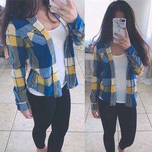 AE Plaid Oxford Button Down Shirt Pattern Flannel